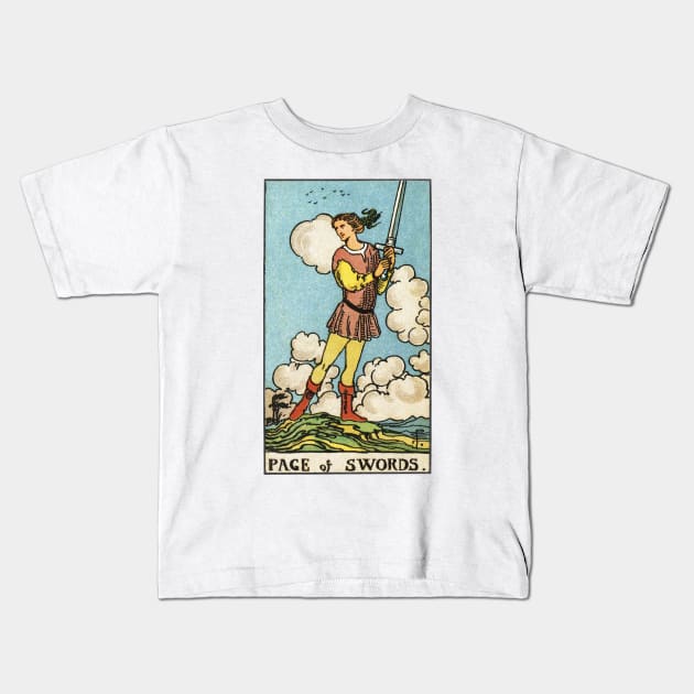 PAGE OF SWORDS Kids T-Shirt by WAITE-SMITH VINTAGE ART